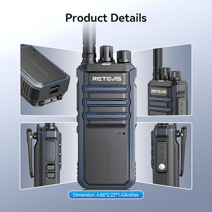 Retevis RT86A Walkie Talkies for Adults, Group Call, 2500mAh, Squelch, Handsfree High Power 2 Way Radio Long Range, Waterproof GMRS Radio for Camping Hiking Travel(2 Pack)