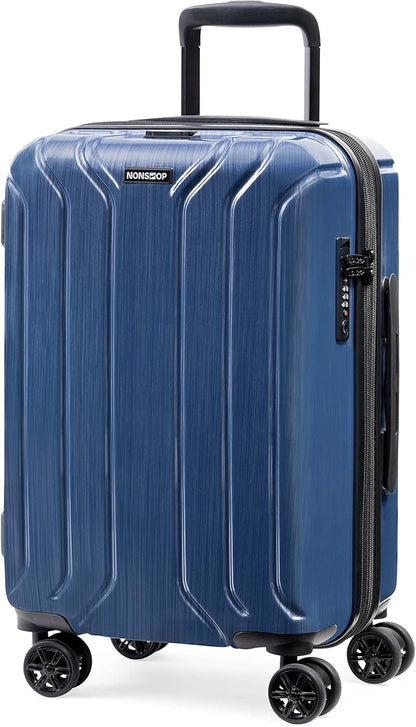 NONSTOP New York Elite Luggage Expandable Lightweight Spinner Wheels hard side shell Travel Suitcase Set, TSA Lock, Double USB Port, 3 packing cubes, Denim Blue, 3-piece Set (20/24/28)