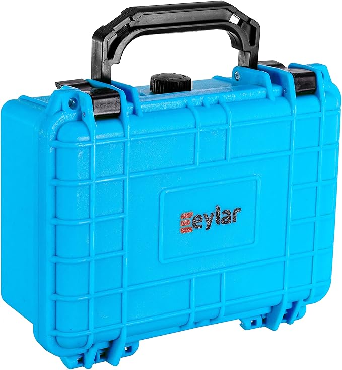 Eylar Protective Hard Case Water & Shock Proof w/Foam TSA Approved 8.12 inch 6.56 inch 3.56 inch (Neon Blue)