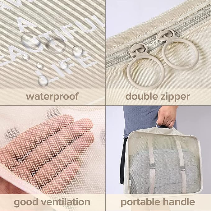 8 Set Packing Cubes for Suitcases, Travel Luggage Packing Organizers for Travel Accessories(BEIGE)