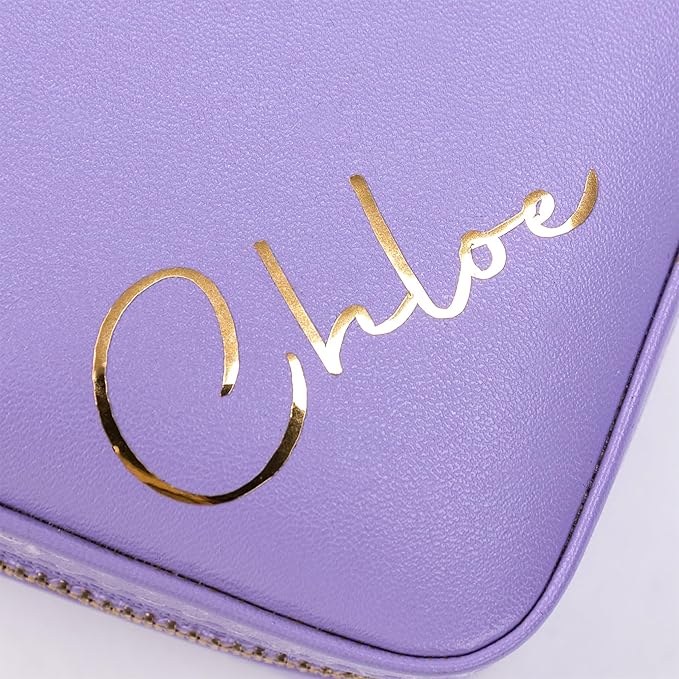 Angelina's Palace Personalized Jewelry Case with Name Engraved,Custom Leather Travel Jewelry Organizer Box for Rings,Earrings,Necklaces,Birthday Bridesmaid Gift For Women
