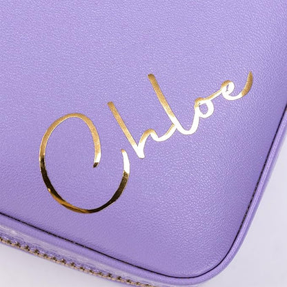 Angelina's Palace Personalized Jewelry Case with Name Engraved,Custom Leather Travel Jewelry Organizer Box for Rings,Earrings,Necklaces,Birthday Bridesmaid Gift For Women