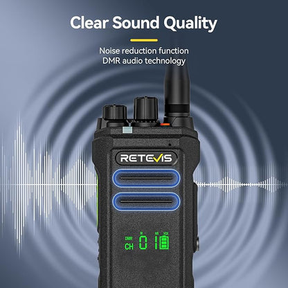 Retevis NR30D DMR Two Way Radios Long Range,Noise Canceling,IP67 Waterproof,TDMA,AES256,15-Hour Battery Life,Compatible with Motorola CP100D,Professional Digital Walkie Talkies for Industrial(2 Pack)