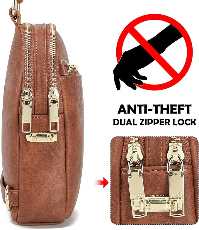 INICAT RFID Blocking Sling Bag,Anti Theft Crossbody Bags for Women,Travel Gifts Cross Body Purses Vegan Leather