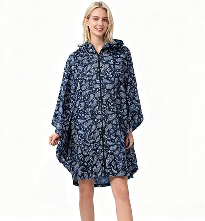Hooded Rain Ponchos for Adult - Rain Coat and Rain Jacket with Waterproof Pocket and Zipper