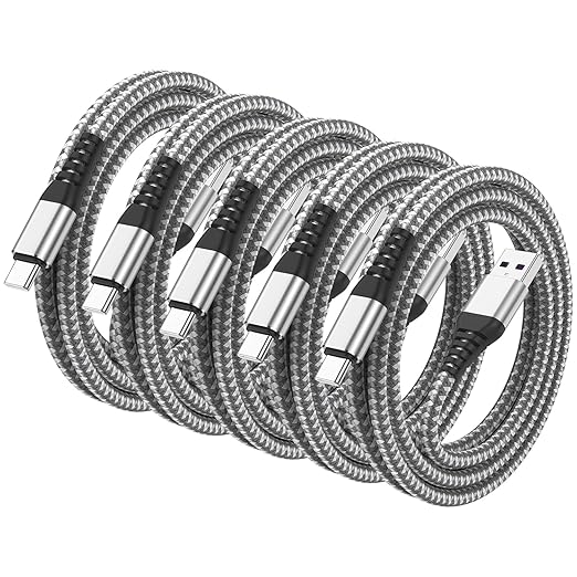 5Pack USB C Type C Cable 6FT,Nylon Braided Fast Charging 3A Quick Charger Cord,USB A to Type C Charger Cord Cable for iPhone 15 Samsung Galaxy S20 S10 S9 S8 Plus S10E, Note 20 10 9 8, Moto G7 G8
