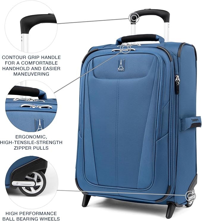 Travelpro Maxlite 5 Softside Expandable Upright 2 Wheel Carry-on Luggage, Lightweight, 22-Inch — Ensign Blue