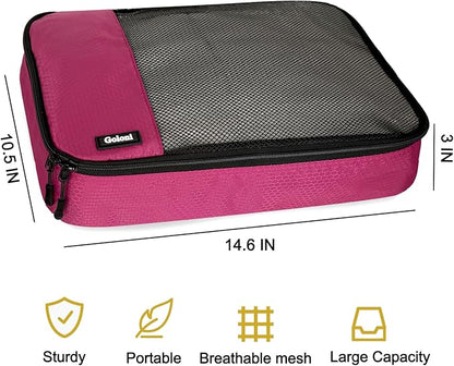 Packing Cubes for Travel Essentials,4 Set Packing Cubes for Suitcases,Lightweight Mesh Luggage Organizer Bag,Pink