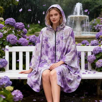 Hooded Rain Ponchos for Adult - Rain Coat and Rain Jacket with Waterproof Pocket and Zipper