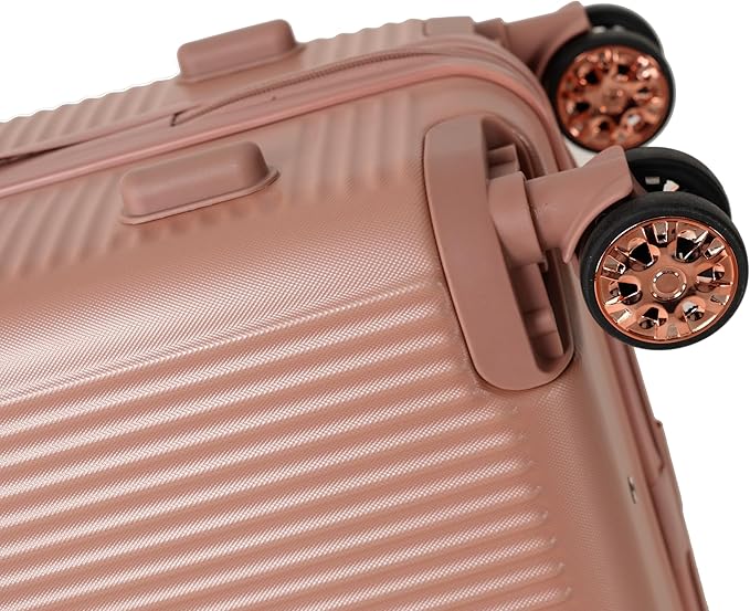 Merax Luggage Sets 4 Piece with Cosmetic Case TSA Lock, Hardside ABS Carry On Suitcase with YKK Zippers Lightweight Rolling Travel Luggage Sets with Spinner Wheels,14+20+24+28 IN,Rose Gold