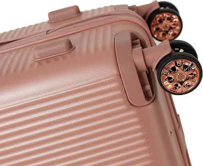 Merax Luggage Sets 4 Piece with Cosmetic Case TSA Lock, Hardside ABS Carry On Suitcase with YKK Zippers Lightweight Rolling Travel Luggage Sets with Spinner Wheels,14+20+24+28 IN,Rose Gold