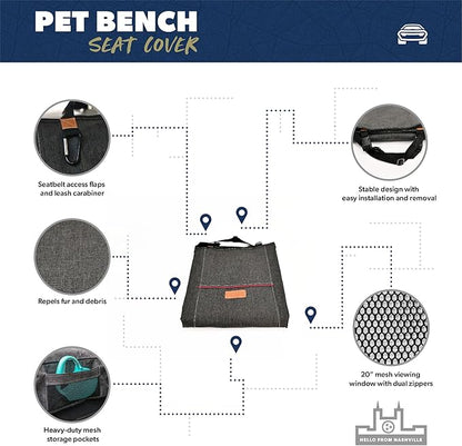 Pet Seat Cover for Your Back Seat and Durable Dog Car Hammock, Protects Your Car's Interior from Pets, Children & Spills - Measures 53" X 41.5" to Fit Most Vehicles
