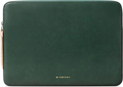 Comfyable Leather Laptop Sleeve Compatible with 16 Inch MacBook Pro M4 2024 & 15 Inch MacBook Air M4 M3 M2 2025, Midnight Green