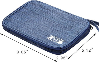 SELLYFELLY Travel Electronics Organizer Portable Cable Organizer Bag for Storage Electronic Accessories Case for Cord,Phone,Charger,Flash Drive (Navy Blue)