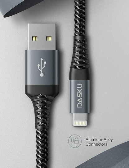 Short Lightning Cable 1FT 3Pack 12 inch iPhone Charger USB Fast Nylon Braided Charger Cord Compatible with Apple iPhone 13/12/11/XS/XR/X/8/7/6/6s Puls/iPad/iPods(Black)