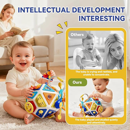 22 in 1 Montessori Busy Board, Toddler Activity Cube Toys, Early Education Toys for Baby, Travel Sensory Toy for 1 2 3 Years Old Kids Boys & Girls