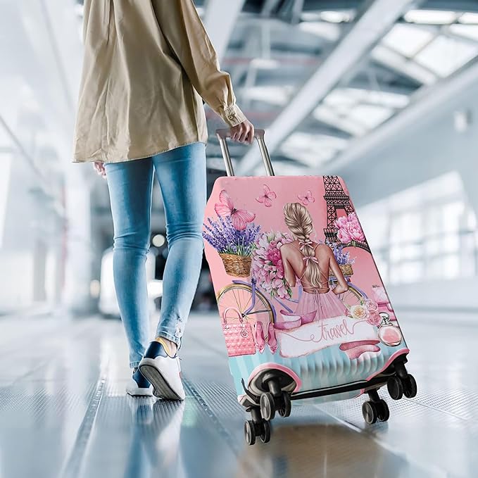 Travel Luggage Cover Suitcase Protector Fits 18-32 Inch Wheel Covers PatternedTravel Related Items Flower Luggage Protector Elastic S