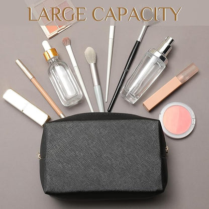 Cunno 100 Pcs Makeup Bags Bulk PU Leather Cosmetic Pouch Christmas Small Pouch Bag DIY Toiletry Bags Preppy Aesthetic Travel Storage Organizer for Women Travel Christmas Party Gift(Black)