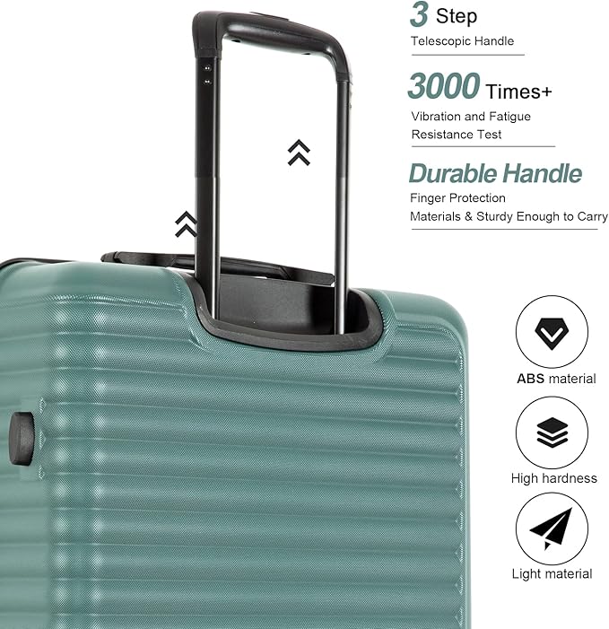 Travelhouse Luggage Sets, Expandable Hardside Suitcases 24in/28in, Carry on 20in,3 Piece Set Travel Luggages Clearance with Double Spinner Wheels TSA Lock Lightweight (Green-85)