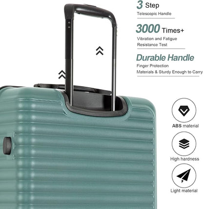 Travelhouse Luggage Sets, Expandable Hardside Suitcases 24in/28in, Carry on 20in,3 Piece Set Travel Luggages Clearance with Double Spinner Wheels TSA Lock Lightweight (Green-85)