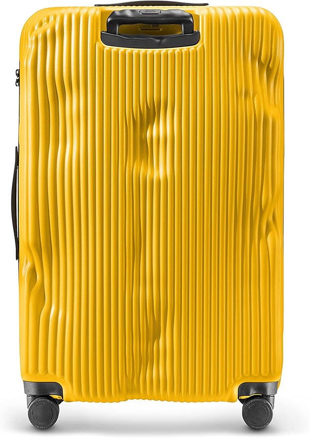 CRASH BAGGAGE Stripe Suitcase | Yellow | 100L | 100% Polycarbonate, TSA-Approved Lock, 360° Spinning Wheels