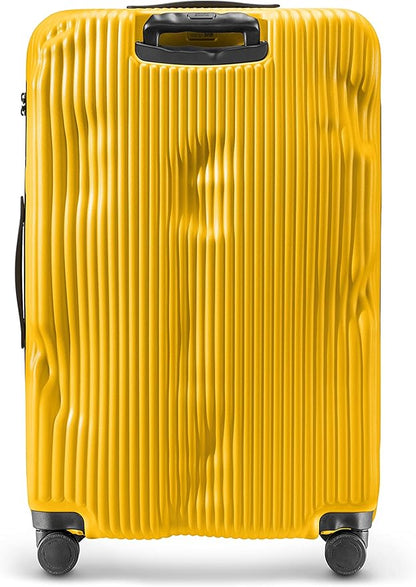 CRASH BAGGAGE Stripe Suitcase | Yellow | 100L | 100% Polycarbonate, TSA-Approved Lock, 360° Spinning Wheels