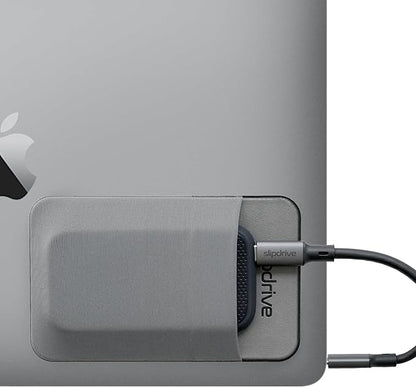 Slipdrive - Portable Hard Drive Sleeve for Laptop - SSD Solid State Drive - Reusable Adhesive - 5” x 3.2” Stick on External Hard Drive Carrying Case - Travel Pocket Pouch (Small, Gray)