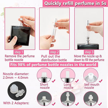 Travel Perfume Atomizer Refillable Bottle - 5ML Leakproof Luxury Travel Perfume Atomizer, Refillable Perfume Spray Bottle for Women (Silver)