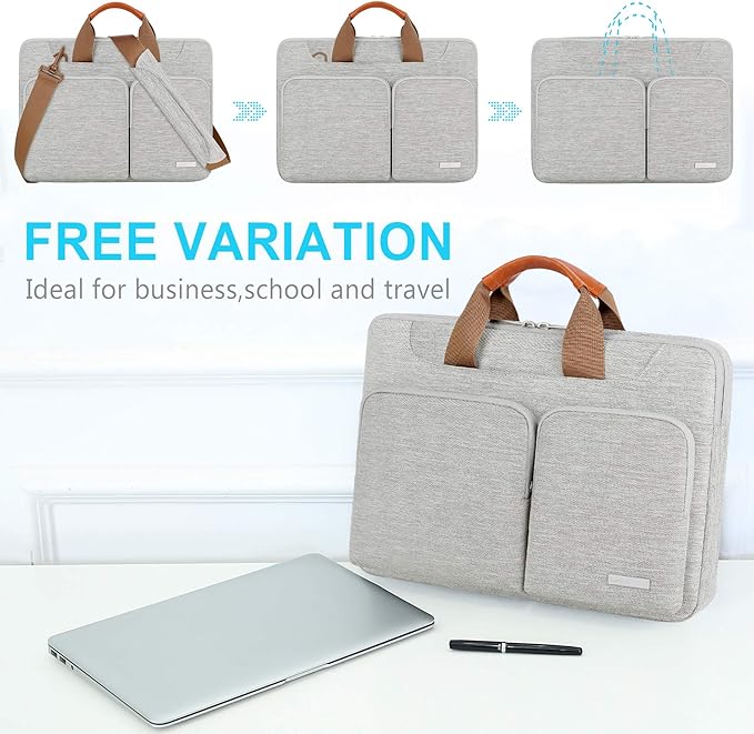 Lacdo 360° Protective Laptop Shoulder Bag, 14 inch Laptop Sleeve Bag for 14 inch New MacBook Pro M5/M4/M3/M2/M1 Chips Pro Max A3434 A3112 A3401 A3185 A2918 A2992 2025-2021 Computer Messenger Bag, Gray