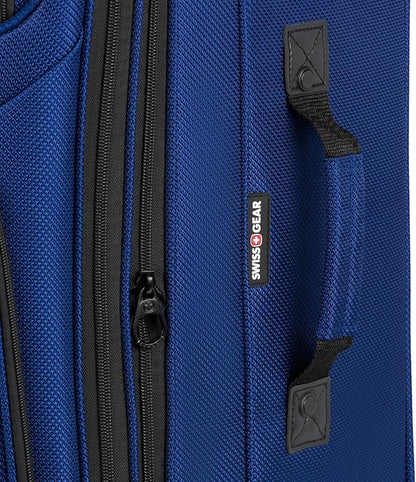 SwissGear Sion Softside Expandable Luggage – Large Checked Suitcase with 360 Degree Wheels & Retractable Handle – 29 Inch, Perfect for 7-9 Night Trips – Blue