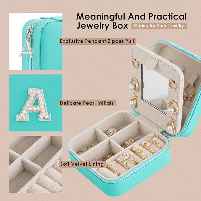 Birthday & Graduation Gifts for Her - Initial Jewelry Box & Travel Case Organizer for Women