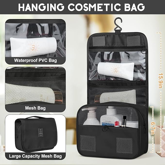 10 Set Packing Cubes for Travel, Travel Organizer with Hanging Toiletry Bag and Shoe Bag, Luggage Organizer Bags for Travel Essentials Women Men