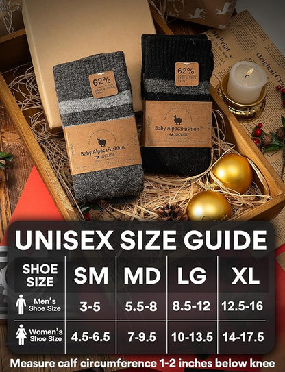 Alpaca Wool Heavyweight 15-25 mmHg Knee High Compression Support Socks Thick Winter Thermal Warm Soft Travel Flying