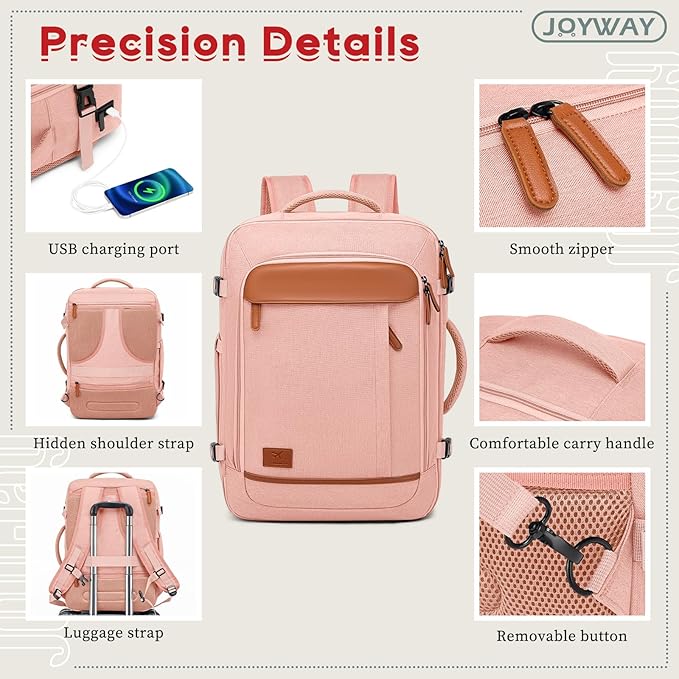 Joyway Expandable Luggage Sets 5 Piece, Lightweight Hard Shell Travel Suitcase Set with Spinner Wheels and TSA Lock, Pink