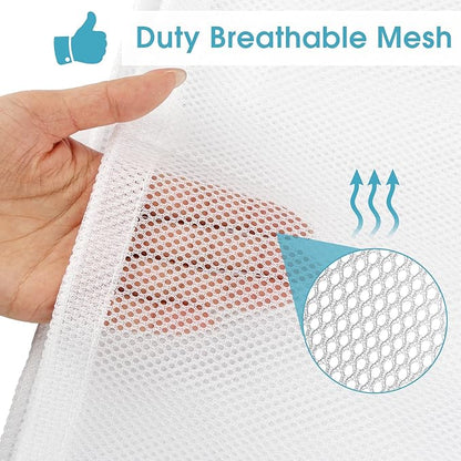 3 Pack Mesh Laundry Bags, 23 x 34 Inches Heavy Duty Mesh Laundry Bag, Large Laundry Drawstring Bag for College, Dorm, Travel, Family and Apartment Dwellers, White