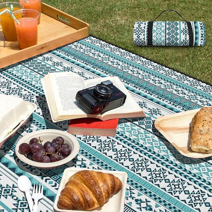 Extra Large Picnic Outdoor Blanket 80''x80'' Waterproof and Sandproof Picnic Mat for Beach Foldable Camping Accessories for Grass Lawn Park