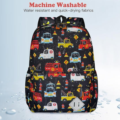 Little Kids Backpack for Girls Boys - 15 Inch Preschool Kindergarten Backpack Cute Car Patterns School Bag for Aged 3-8, Black