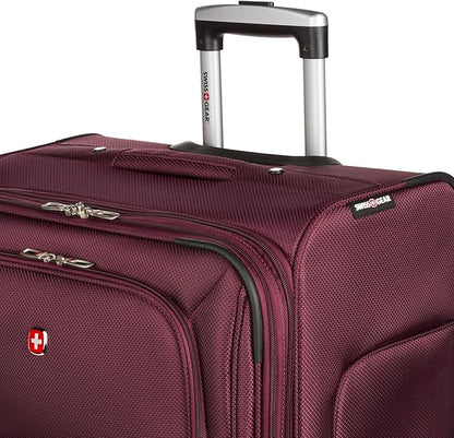 SwissGear Sion 3-Piece Set, Softside Expandable Luggage – 21 Inch Carry-On & 25 & 29 Inch Checked Suitcases with 360 Degree Wheels & Retractable Handles – Merlot