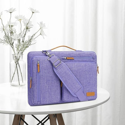 MOSISO 360 Protective Laptop Shoulder Bag,15-15.6 inch Computer Bags Compatible with MacBook Pro 16 inch, HP, Dell, Lenovo, Asus Notebook,Side Open Messenger Bag with 4 Zipper Pockets, Purple