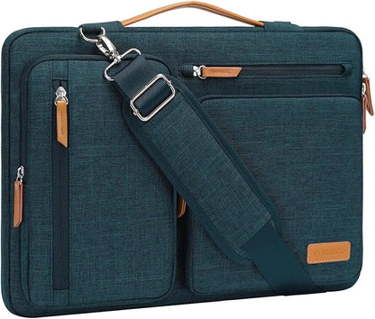 MOSISO 360 Protective Laptop Shoulder Bag,14 inch Computer Bag Compatible with HP Lenovo Dell ASUS Acer, HP, Dell Latitude, Lenovo,Side Open Messenger Bag with 4 Zipper Pockets&Handle, Teal Green