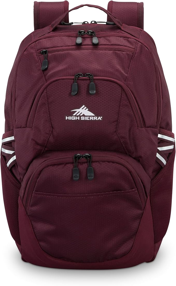 High Sierra Swoop SG Backpack, Travel or Work Laptop Bookbag with Drop Protection Pocket, and Tablet Sleeve, One Size, Maroon