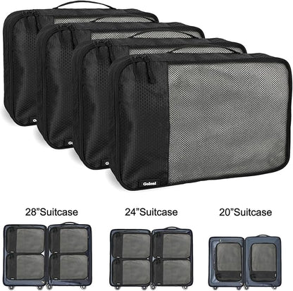 Packing Cubes for Travel Essentials,4 Set Packing Cubes for Suitcases,Lightweight Mesh Luggage Organizer Bag,Black