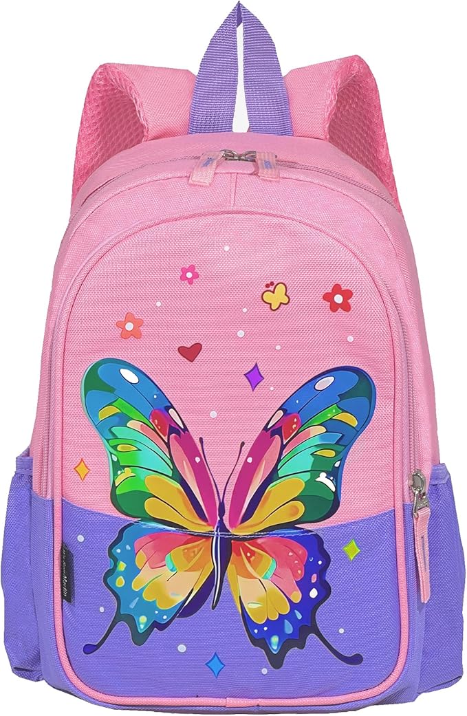 11 Inch Kids Small Toddler Preschool Travel Backpack Cool Cute Cartoon Daypack（Butterfly Purple）