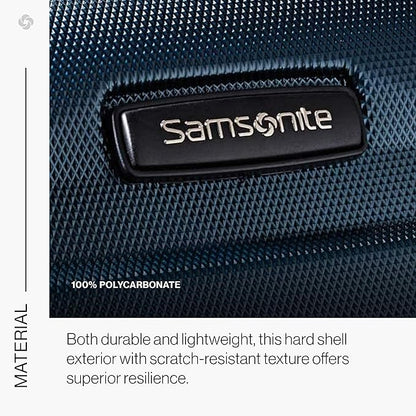 Samsonite Omni PC Hardside Expandable Luggage with Spinner Wheels, Teal, Checked-Medium 24-Inch