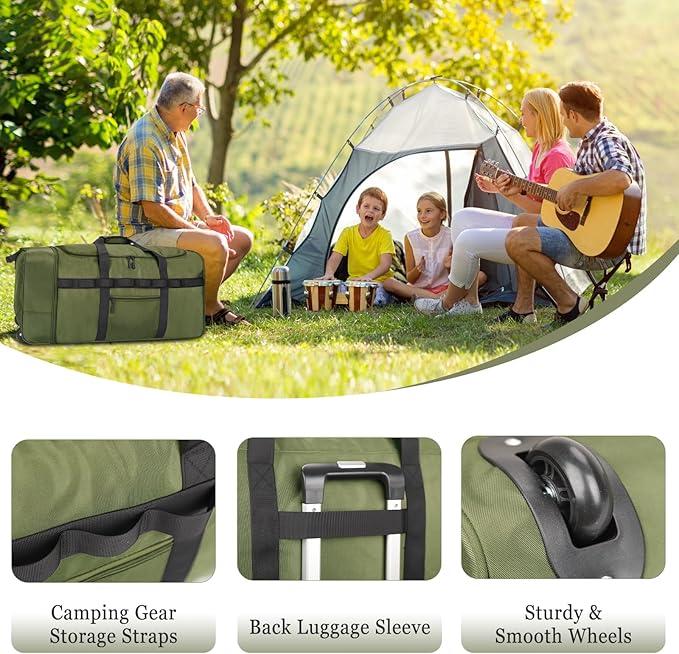 Rolling Duffle Bag with Wheels, 85L Expandable Rolling Duffel Bag for Travelling, Extra Large Foldable Carry on Travel Duffle Bag for Men