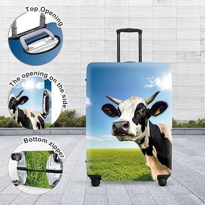 Cow Meadow Luggage Cover, Washable Suitcase Protector Realistic Pastoral Scene Anti-scratch for 32",34" Bag