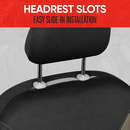 Motor Trend SpillGuard 2 Beige Seat Covers for Cars & Seat Covers for Trucks - Neoprene Lining Waterproof Car Seat Covers Front Seats Only - SUV Seat Covers Protector - Forros para Asientos de Carro