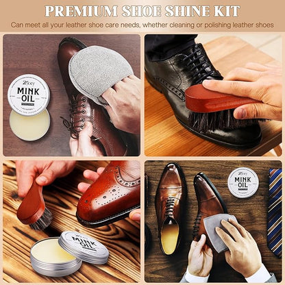 8 Pcs Mink Oil for Leather Shoes Boots 3.5 oz Leather Conditioner and Cleaner with Travel Bag Soften for Boots and Shoes Care(Style A)