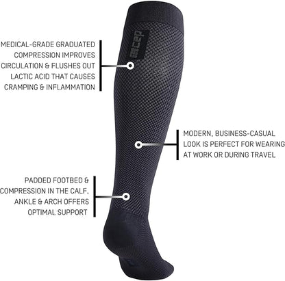 CEP Men’s Allday Knee High Compression Wool Socks - Business, Dress, Travel Long Socks