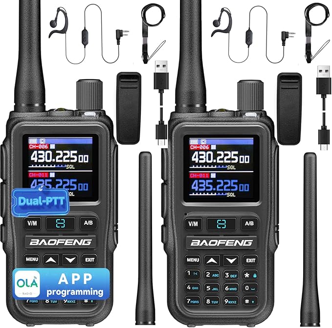 BAOFENG UV5RMINI Two Way Radio NOAA Weather Radio Dual PTT 999CH Survival Radio APP Programming Copy Frequency Ham Radio